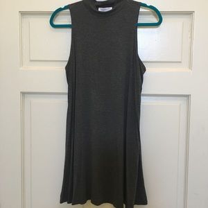 Gray high neck trapeze style dress